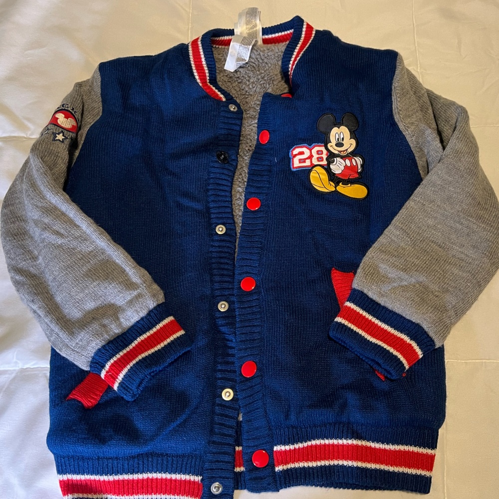 Disney fleece lined Sweater Jacket/coat Mickey Mouse